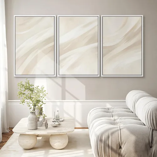 Vista 427 de SIGNWIN Lienzo enmarcado para pared, juego de arte neutro de bosque brumoso, ilustraciones en tono tierra, arte moderno, decorativo, bohemio