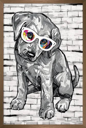 Vista 15 de Trends International PD Moreno - Póster de pared con gafas para perro, 14.725 x 22.375 pulgadas, versión enmarcada de madera de granero