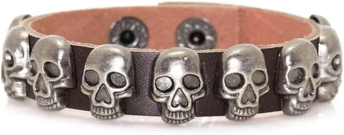 Vista 9 de Xusamss Pulsera de cuero con hebilla de aleación punk rock, muñeca de 7.5 pulgadas