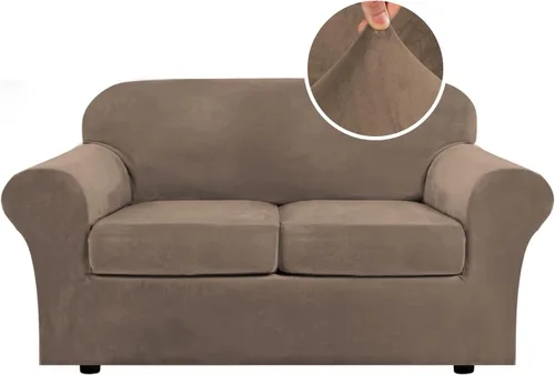 Vista 126 de H.VERSAILTEX - Funda elástica para sofá de 2 piezas, funda protectora de terciopelo, suave, con parte inferior elástica, con un ancho de hasta 49