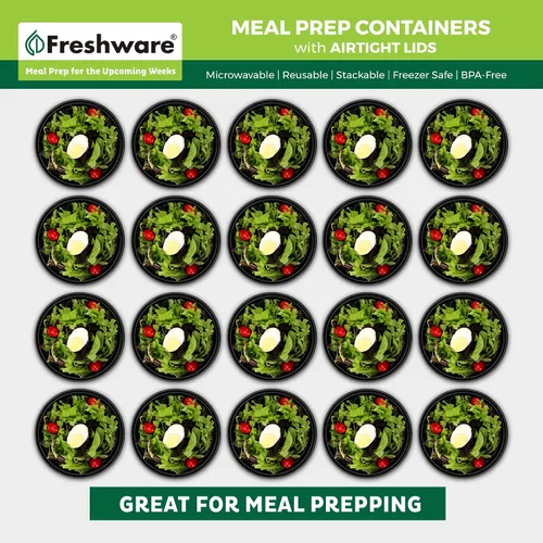 Vista 4 de Freshware Recipientes de preparación de comidas con tapas [paquete de 30] recipientes de almacenamiento de alimentos, caja Bento, sin BPA