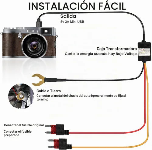 Vista 4 de MEIRIYFA Dash Cam Acc Hardwire Kit Mini USB Hardwire Dashcam Kit