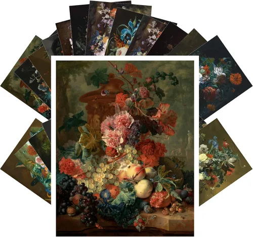 Vista 16 de PIXILUV Johann - Postales vintage (24 unidades), diseño de flores salvajes, jardín, aun vida, arte de pintura de museo antiguo, reimpresión