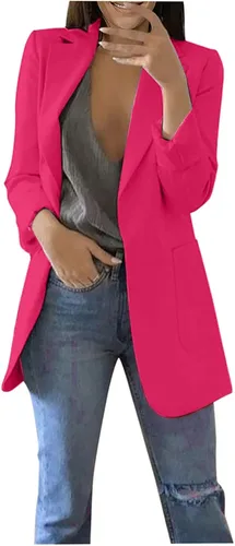 Vista 20 de Chaquetas tipo blazer para mujer, chaqueta de cárdigan de moda con frente abierto, chaqueta casual de manga larga para el trabajo y la oficina