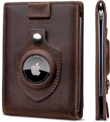 Vista 19 de SERMAN BRANDS RFID Blocking Slim Bifold Genuine Leather Minimalist Front Pocket Wallets for Men with Money Clip Thin Mens