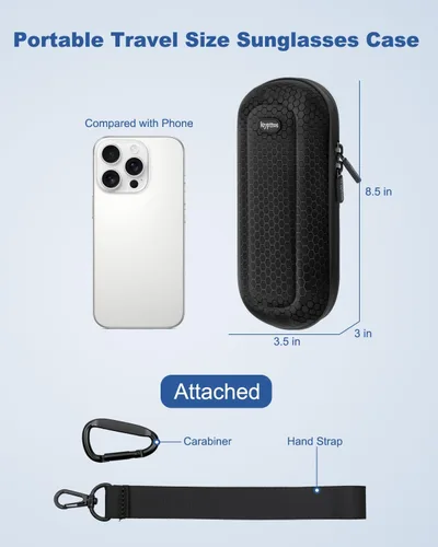 Vista 4 de Krypthos Estuche organizador de lentes de sol de viaje doble, bolsa de almacenamiento portátil de seguridad para hombres y mujeres, carcasa rígida