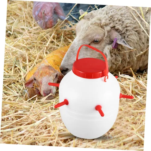 Vista 2 de Happyyami Cubo de leche de cordero cubo de alimentación de leche con olla de alimentación de animales de gran capacidad para botella de granja, cubo