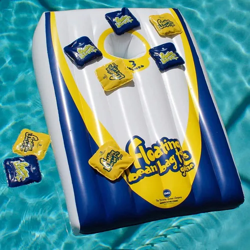Vista 5 de Drive Way Games - Juego de cornhole flotante. Tabla inflable para lanzar maíz y bolsas de frijoles flotantes para piscina, lago, agua