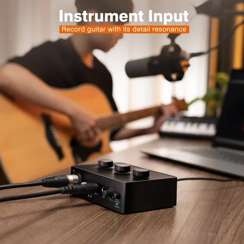 Vista 2 de FIFINE Mezclador de Audio para PC para Grabación de Música, Interfaz USB para Streaming y Podcasting con XLR, Monitor, Alimentación Fantasma 48V
