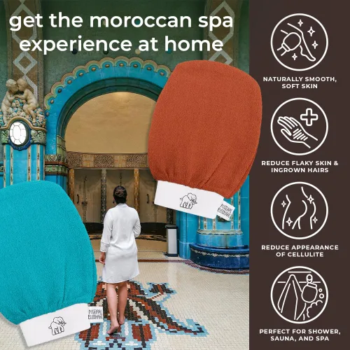 Vista 2 de Natural Elephant Guantes exfoliantes para hammam, guantes exfoliantes faciales y corporales, paquetes de 5 y 10