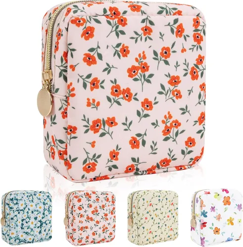 Vista 61 de Iqimott Bolsa Grande de Maquillaje de Nylon, Neceser de Viaje, Bolsa Grande de Cosméticos Preppy, Organizador de Maquillaje de Nylon, Bolsa de Beige