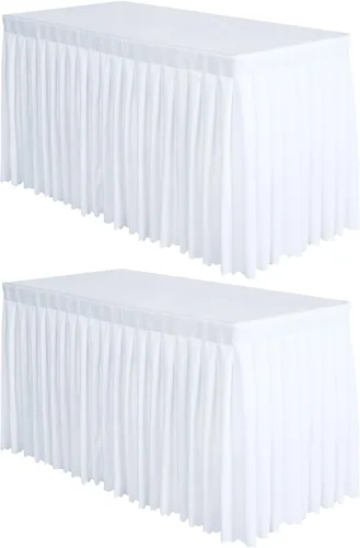 Vista 9 de Surmente Mantel de poliéster de 14 pies para bodas, banquetes o restaurantes (negro)