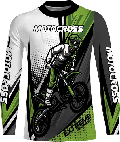 Vista 2 de Camiseta de motocross personalizada UPF 30+, motocross, motocicleta, todoterreno, carreras, jóvenes, manga larga, NMS365