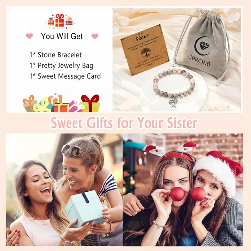 Vista 6 de UPROMI Regalos para hermana maestra, pulsera del árbol de la vida para mujer