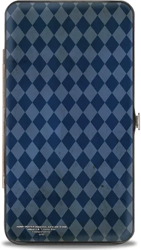 Vista 2 de Billetera Bisagra Hebilla - RAVENCLAW, Crest StripesDiamantes AzulesOro, 7" x 4