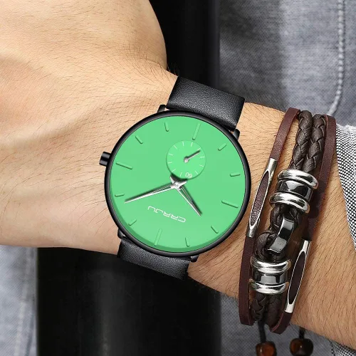 Vista 3 de Mens Watches Ultra-Thin Minimalist Waterproof-Fashion Wrist Watch for Men Unisex Dress with Leather Band