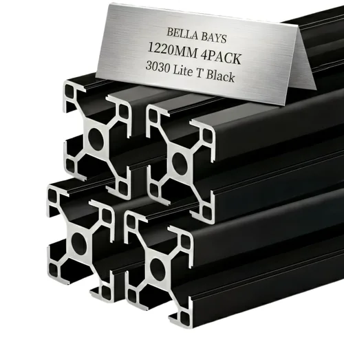 Vista 9 de BELLA BAYS 4 unids 39.37 pulgadas 39.370 in 3030 ranura T perfil de extrusión de aluminio estándar europeo anodizado negro extruido lineal guía