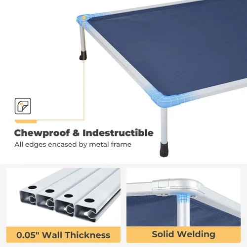 Vista 5 de [Usado] Veehoo Cama elevada para perros a prueba de masticaciones, cuna elevada para mascotas, malla transpirable, lavable y antideslizante para Azul