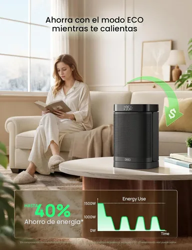 Vista 5 de DREO Calentador de espacio, calentadores eléctricos portátiles de 1500 W para uso en interiores, calentador de cerámica PTC para oficina con control