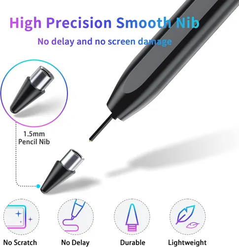 Vista 4 de Lápiz capacitivo compatible con iPhone/iPad/Samsung Galaxy Tab A9+, lápiz activo para teléfonos y tablets Android y iOS, recargable, lápiz de alta