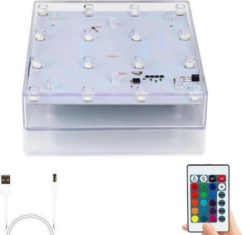 Vista 7 de LARDUX Base de luz LED cuadrada con control remoto, pantalla multicolor de 5 pulgadas, base de luz de pedestal para jarrón de torre Effiel, base