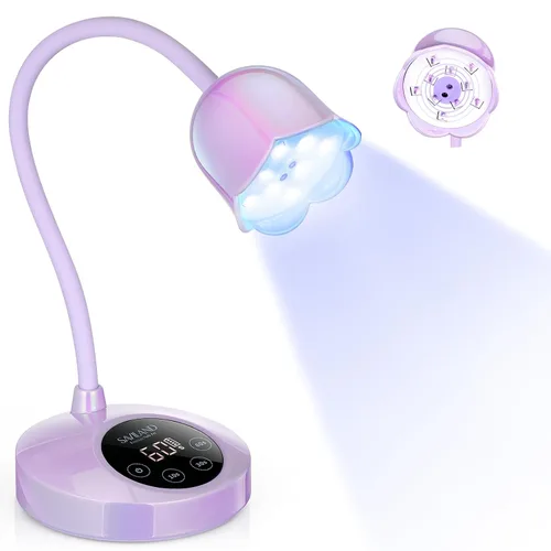 Vista 10 de SAVILAND Lámpara LED UV para uñas: Mini luz UV de 36 W para uñas de gel con soporte para cepillo de uñas, lámpara de uñas de gel y luz de curación