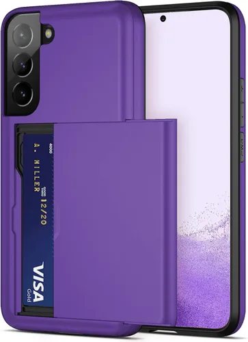 Vista 9 de Jiunai Funda para Samsung Galaxy S22 con tarjetero para 2 tarjetas de identificación, licencia de crédito, tarjetero deslizante, cubierta de doble