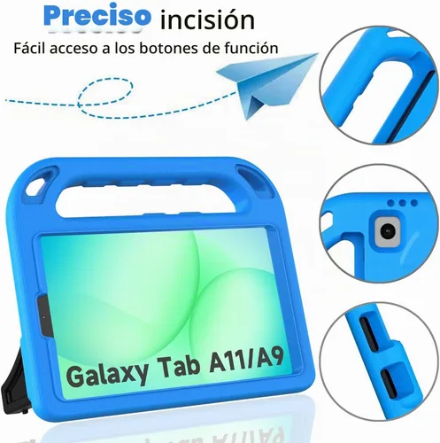 Vista 5 de BMOUO Funda infantil para Samsung Galaxy Tab A11 de 8.7 pulgadas 2025/A9 8.7 pulgadas 2023 /Tab A7 Lite de 8.7 pulgadas 2021 con protector de Azul