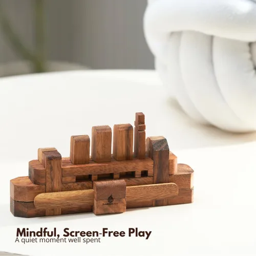 Vista 6 de Rompecabezas de madera Kumiki Brain Teaser para adultos, juego de rompecabezas de madera entrelazado 3D hecho a mano, rompecabezas clásico japonés