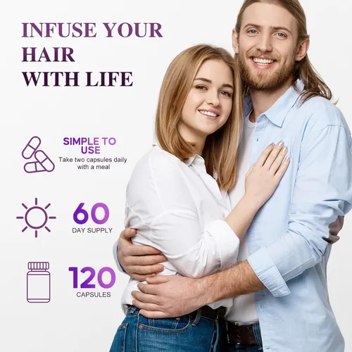 Vista 7 de Biotin 10,000MCG - Apoyo para el crecimiento del cabello para mujeres y hombres con colágeno y queratina, vitaminas para el cabello, la piel