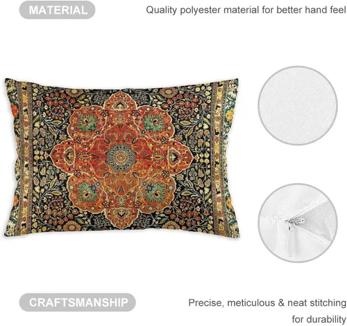 Vista 3 de 10 fundas de almohada de 12 x 20 pulgadas con estampado de mohtashem kashan persa antiguo, fundas de almohada decorativas de terciopelo suave