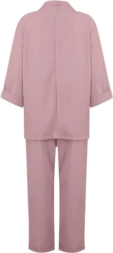 Vista 3 de Conjunto de 2 piezas para mujer, a la moda, casual, color sólido, manga 34, pantalones