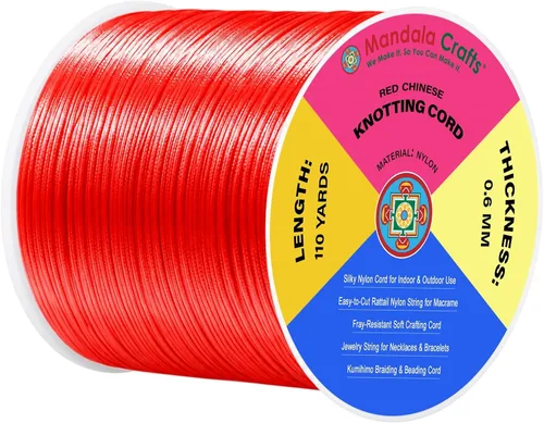 Vista 30 de Mandala Crafts Cordón de satén de cola de rattail de 0.02 in para nudos