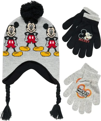 Vista 16 de Disney Conjunto de gorro de invierno de Mickey Mouse y 2 pares de guantes o guantes (edad 2-7)