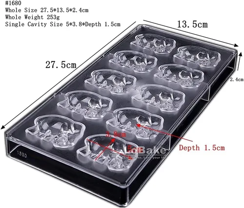 Vista 2 de 10 cavidades Animal Elefante Forma Policarbonato PC Chocolate Molde Caramelo Ice Cube Moldes Sugarcraft Baking Moldes DIY Herramientas para hornear