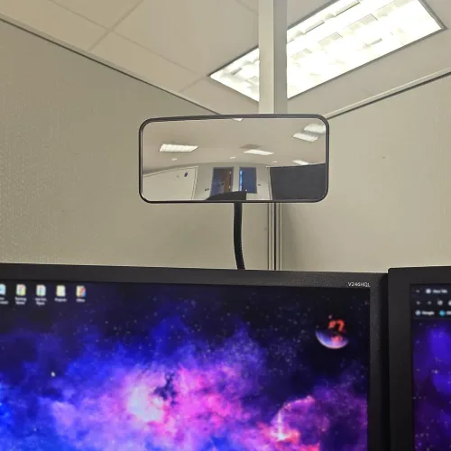 Vista 4 de Ampper Espejo de seguridad acrílico con clip, espejo de cubículo convexo flexible para seguridad personal y escritorio, monitores de visión trasera