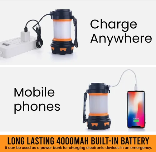 Vista 4 de AYL - Linterna LED de camping recargable, linterna superbrillante con luz de 360 grados, banco de energía, resistente al agua IPX4 para emergencias