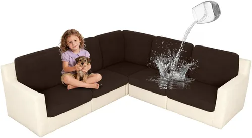 Vista 33 de ALIECOM Fundas 100% impermeables para sofá seccional esquinero en forma de L, fundas de cojín de jacquard elásticas para mascotas y perros