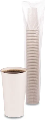 Vista 3 de Boardwalk Vasos calientes de papel, 20 oz, blanco, 12 tazas/manga, 50 mangas/cartón