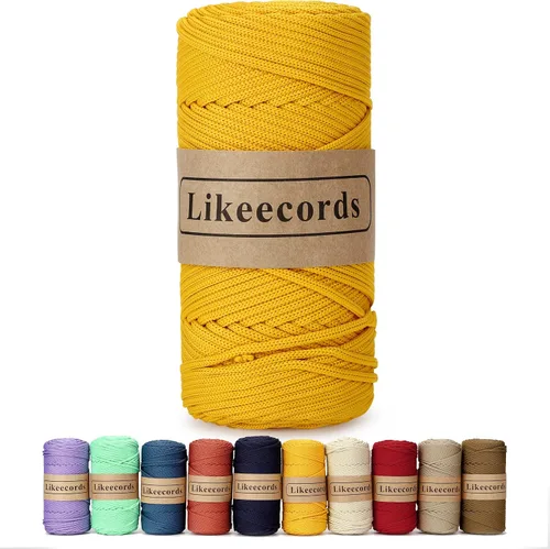 Vista 12 de Likeecords Cordón de macramé trenzado de poliéster de 0.157 in, 140 yardas, 426 pies, hilo elástico para bolsa de ganchillo para manualidades