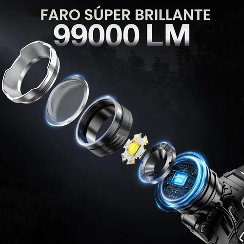 Vista 2 de AKNEAR Linterna frontal LED recargable con luz roja, lámpara de cabeza de resistencia de 95 horas con zoom y 12 modos e impermeable IPX7 y ajustable