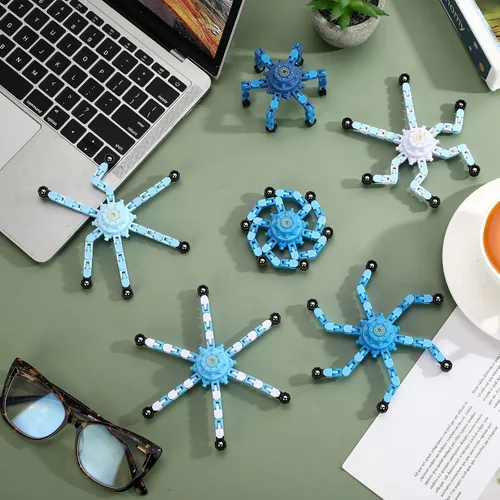 Vista 6 de Junkin 100 piezas transformables Fidget Spinners Juguetes a granel, azul Azul Ombre