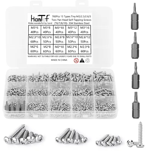Vista 17 de 700Pcs Tornillos autorroscantes Phillips de cabeza plana con arandela, acero inoxidable 304, tornillos de madera pequeños/mini M2 M2.3 M2.6 M3, kit