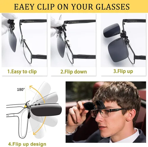 Vista 7 de Gafas de sol polarizadas con clip antirreflejos, gafas de conducción para gafas graduadas