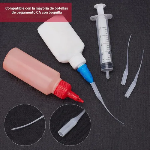 Vista 6 de PH PandaHall Puntas de pegamento, 100 piezas de pegamento de plástico micro puntas extensor blanco aplicador de precisión para modelo de botella