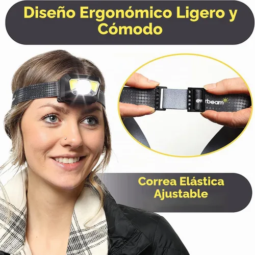 Vista 2 de Everbeam Linterna frontal H7 – Batería recargable LED resistente al agua con 28 horas de tiempo de funcionamiento – Salida de 1100 lúmenes