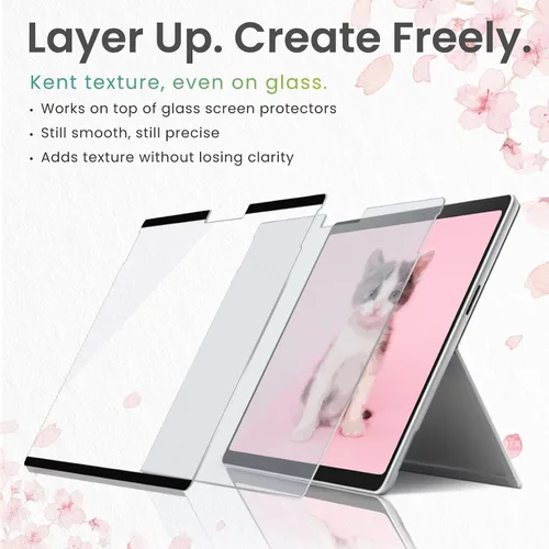 Vista 4 de BELLEMOND Protector de pantalla magnético Kent Paper para Microsoft Surface Pro de 12 a 12 pulgadas (2025), película mate extraíble y reutilizable
