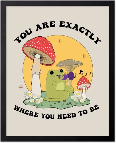 Vista 73 de Poster Master All That Is Meant To Be Poster - Retro Frog on Mushroom Print - Meditation Art - Motivational Design - Preppy Print - Trendy Decor