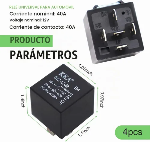 Vista 2 de Gunhunt 4 piezas de relés automotrices de 40A, interruptor de relé de coche, relé de 5 pines, relés impermeables de 12V para coche, componentes