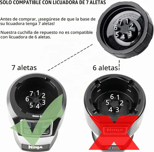 Vista 3 de Piezas de repuesto para licuadora Ninja Blender 7 aletas, paquete de 2